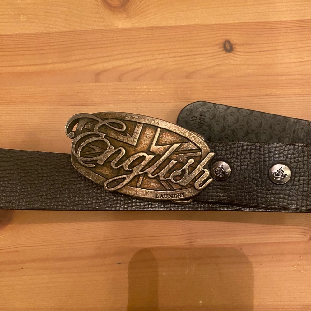 English Laundry Textured Black Belt with Antique Style metal Buckle